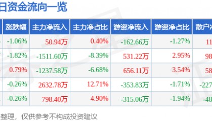 股票行情快报：海南机场（600515）3月13日主力资金净买入50.94万元