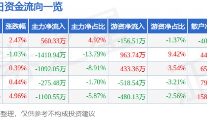 股票行情快报：*ST宇顺（002289）9月24日主力资金净买入560.33万元