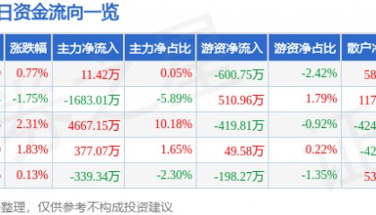 股票行情快报：华西股份（000936）2月26日主力资金净买入11.42万元
