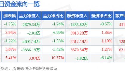 股票行情快报：云赛智联（600602）2月13日主力资金净卖出2679.34万元